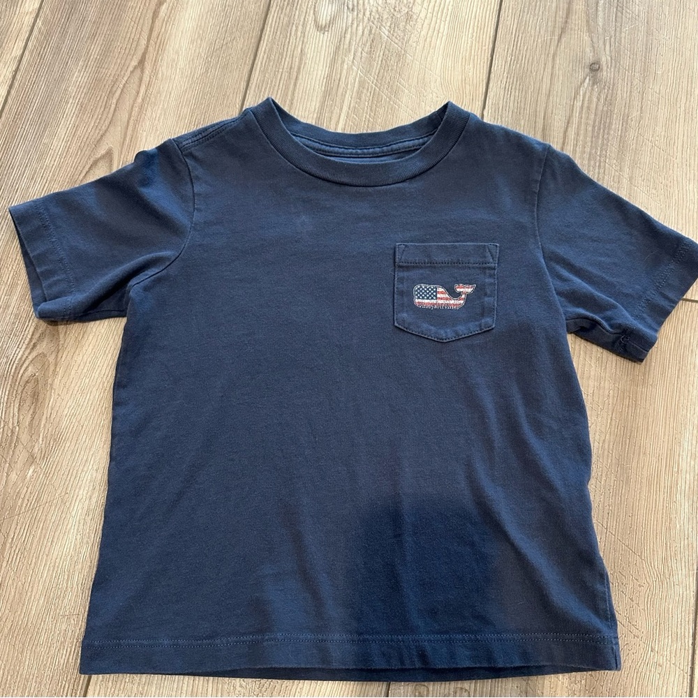 Vineyard Vines Blue Short Sleeve Tee with Patriotic Whale - Picture 2 of 2